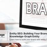 Photo of a man working at a PC with the word 'brand' on the screen, representing entity SEO