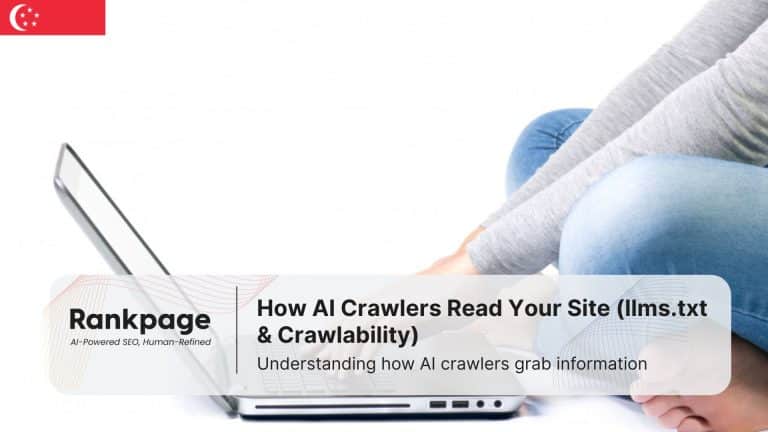 Photo of a person using a laptop, symbolizing AI crawlers and technical SEO in Singapore