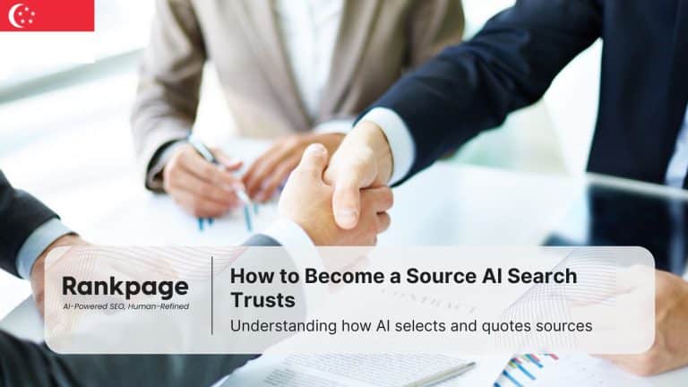 Photo of businesspeople shaking hands, symbolizing trust, plus exchanging of info from AI sources and AI SEO services