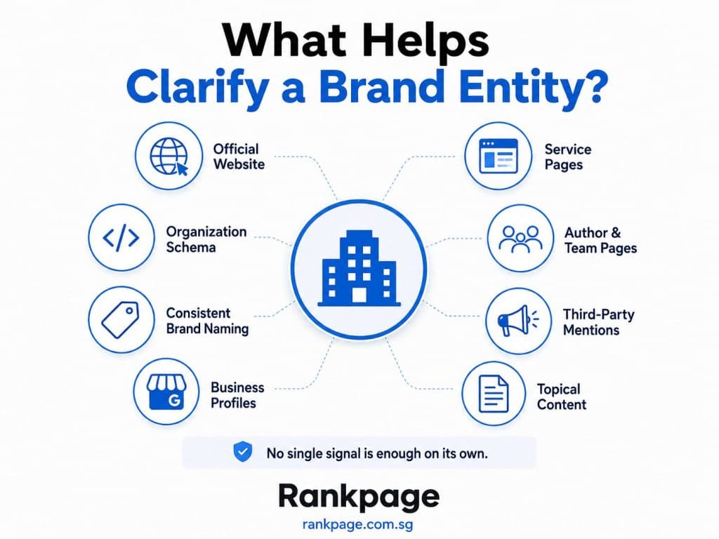 Infographic on what helps clarify a brand entity