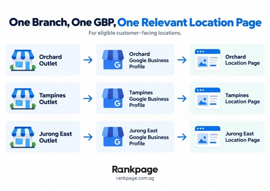 Infographic on branch, GBP, and location hierarchy