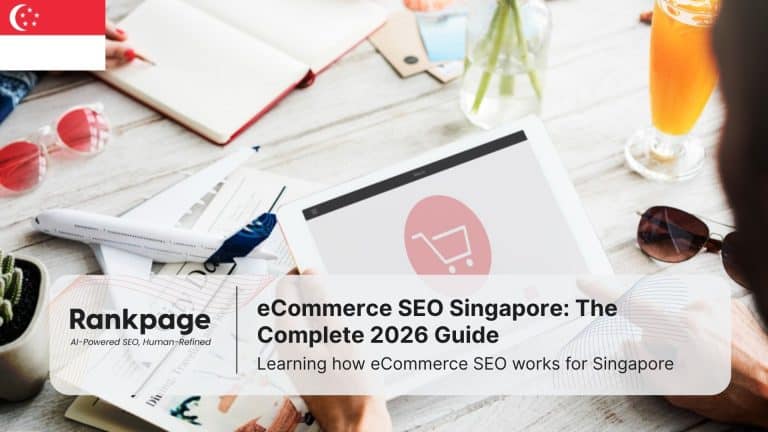Photo of a person at a desk with lots of documents on it. The person is using a tablet with a shopping cart symbol onscreen, representing ecommerce SEO