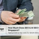 Photo of a person counting money, calculating SEO and AI SEO costs